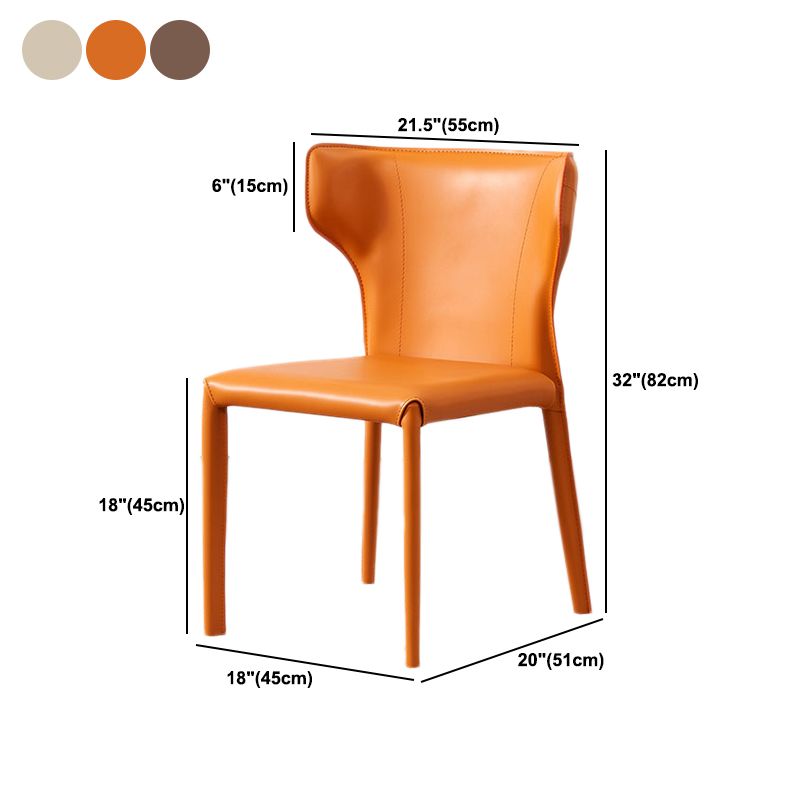 Contemporary Leather Dining Chair Wingback Side Furniture in Matte Finish for Home