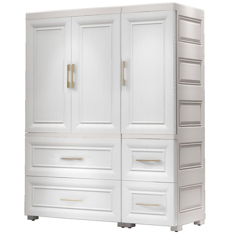 Modern Style Plastic Kids Closet Bedroom Youth Armoire with Drawers