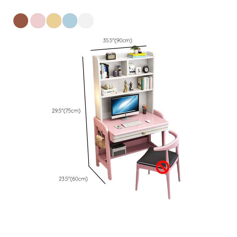 Solid Wood Writing Desk with Hutch Adjustable Kids Table and Chair