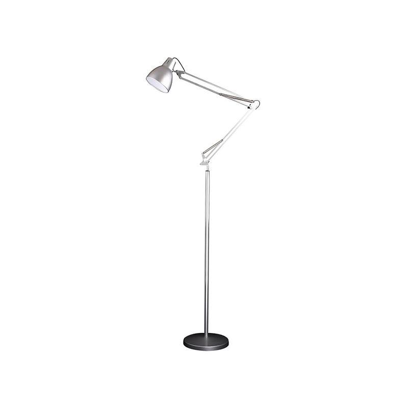 1 Head Living Room Floor Lamp with Dome Metallic Shade Black/Silver Finish Standing Floor Lamp