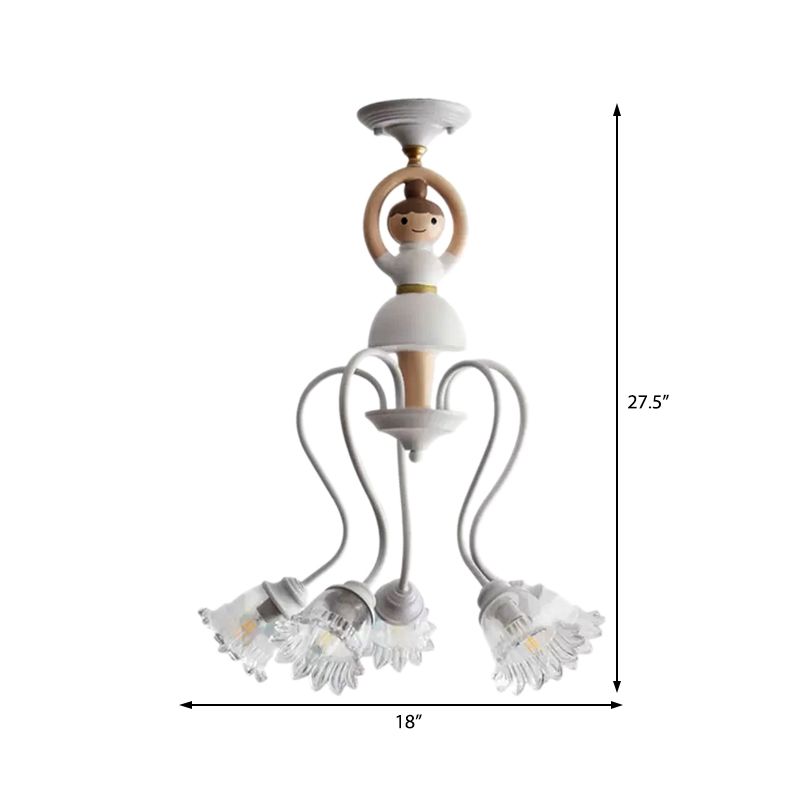 Hars ballet hanger licht met bloemschaduw 5 lichten creatieve kroonluchter in wit voor de kleuterschool