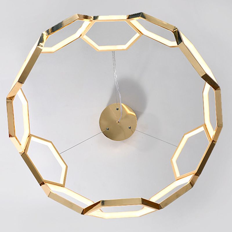 Gold Honeycomb Chandelier Postmodern Minimalist LED Metal Hanging Light for Living Room