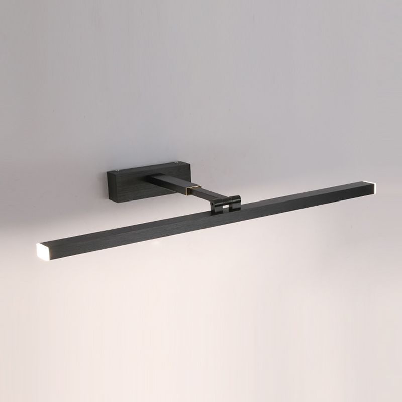 Linear Shade Metal Wall Sconce Modern Style 1-Light Mirror Wall Mount Lighting in Black