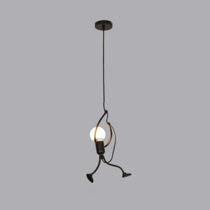 Metall Bare Birne Pendellöge Deckenleuchte Industriestil Dinning Room Anhänger Light Kit in Schwarz