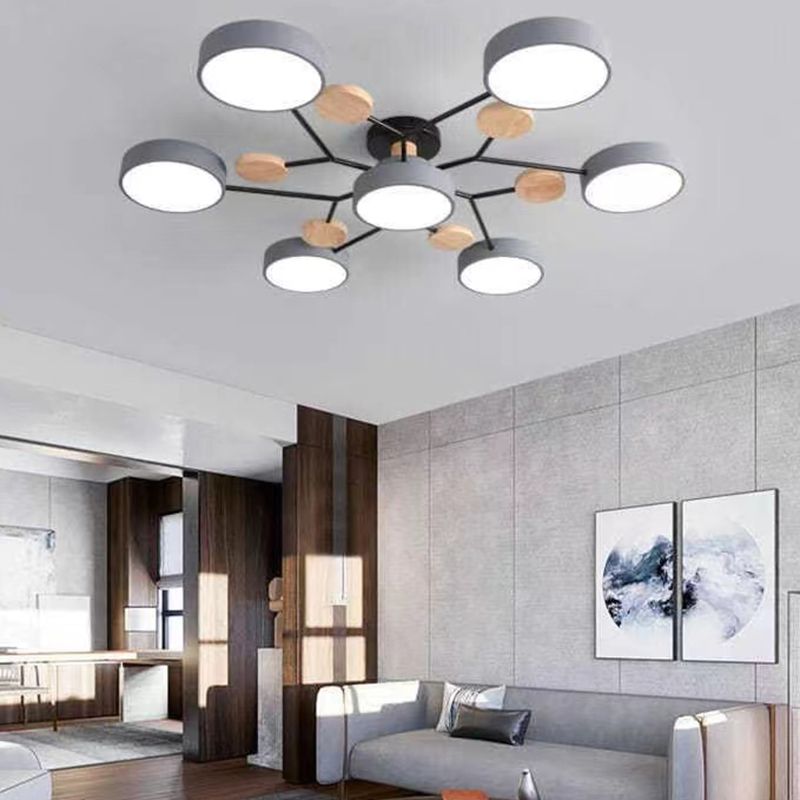 Nordic Style Ceiling Lighting Metal Semi Flush Mount for Living Room