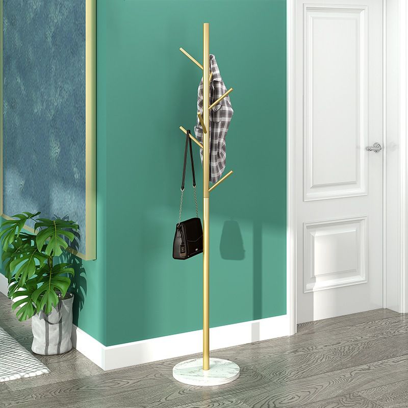 Contemporary Coat Hanger Metal Marble Detached Floor Coat Rack Living Room