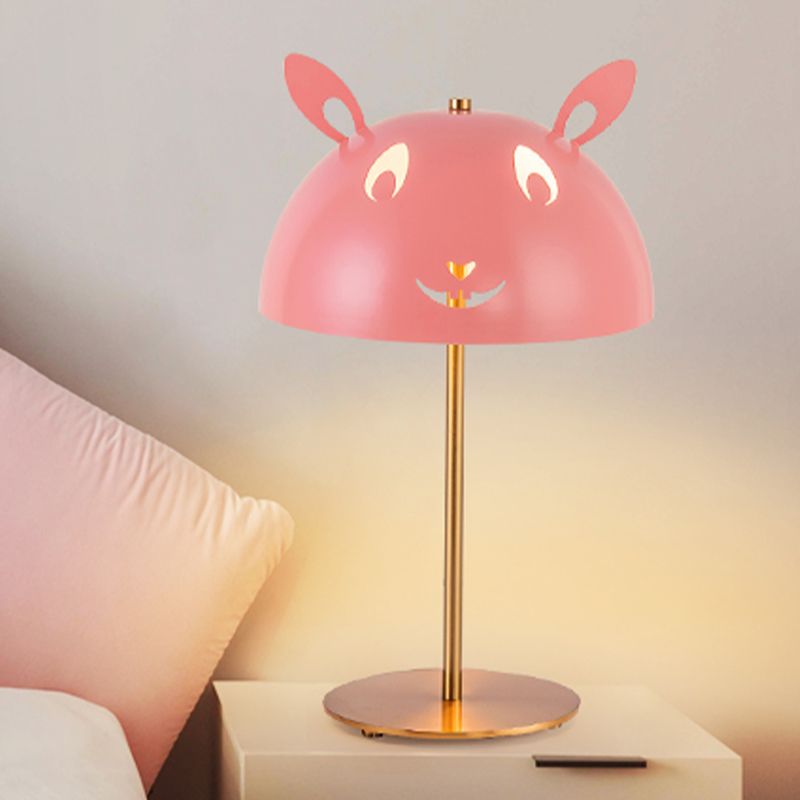 Pink Rabbit/White Panda Night Table Lamp Nordic Style Metal 1 Head Gold Nightstand Light for Bedside