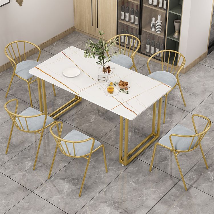 Traditionele luxe eettafel gesinterde stenen tafel met gouden frame