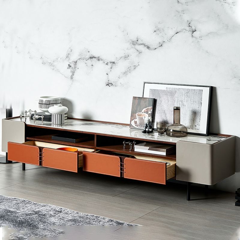 Open Storage TV Media Console Contemporary Media Console with 2/3 Drawers