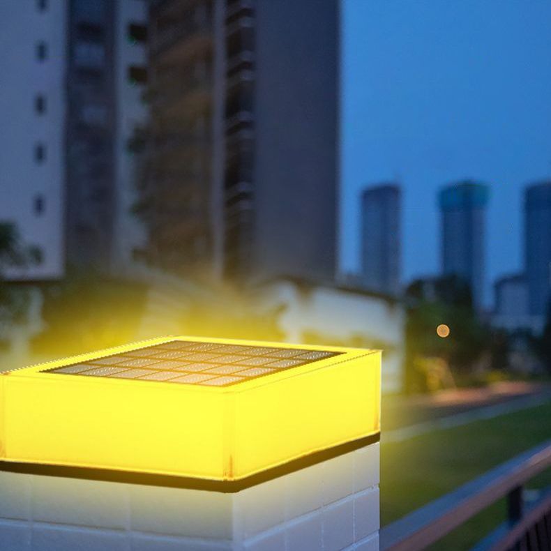 Modern Simple Solar Energy Pillar Lamp Square Shape Pillar Light for Outdoor