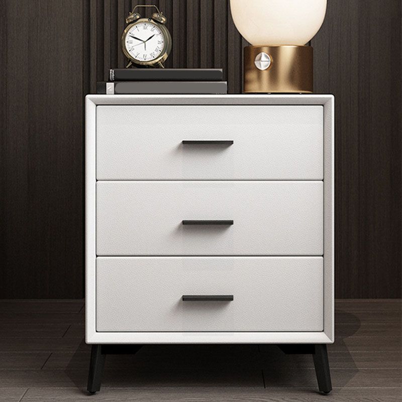 23.62" Tall Faux Leather Night Table 3-drawer Bedside Cabinet with Legs