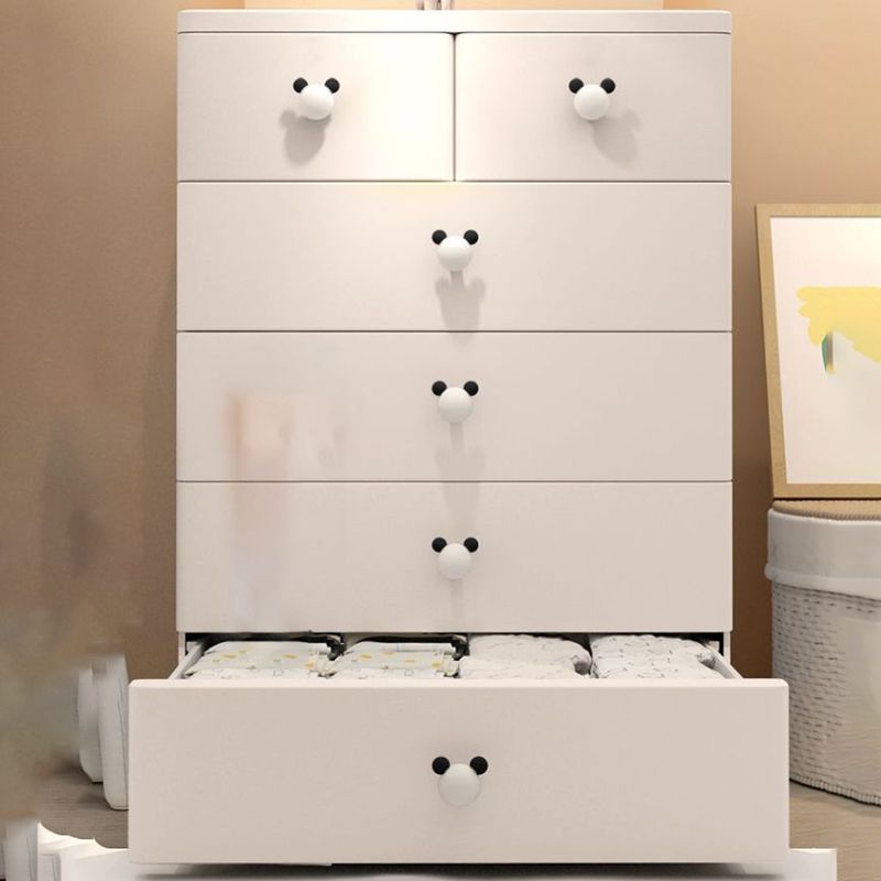 Scandinavian Vertical Kids Nightstand 6 Drawers Plastic Nursery Dresser for Bedroom