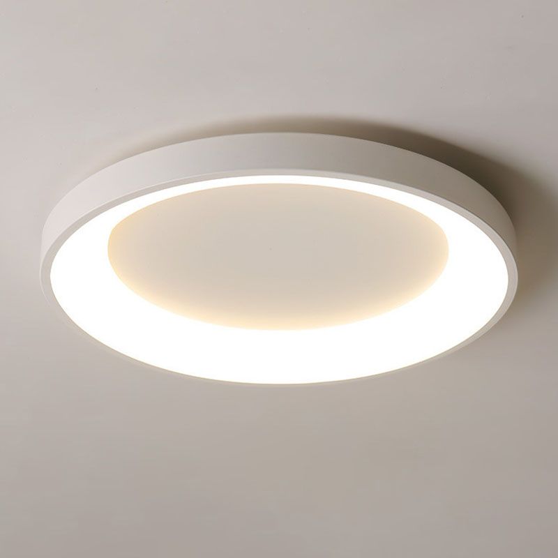 Matte White Flush Metal Contemporary Round LED Ceiling Flush Mount