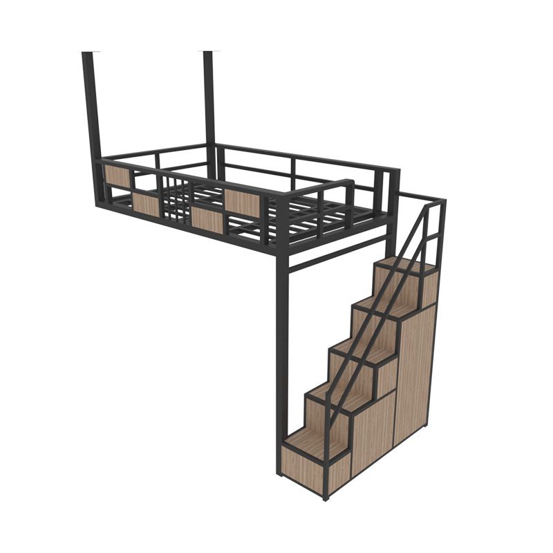 Modern Loft Bed with Wood Accent Modern High Loft Bed with Stairway