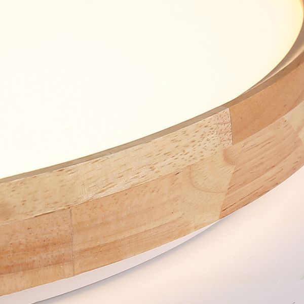 Modern Minimalist LED Ceiling Light Wooden Circular Flush Mount in Brown