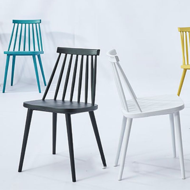 Scandinavian Slat Back Side Chair for Home Plastic Dining Armless Chair