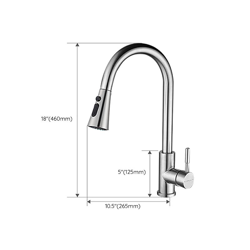 Contemporary Single Handle Kitchen Faucet Pull Out 1 Hold Bar Faucet with No Sensor