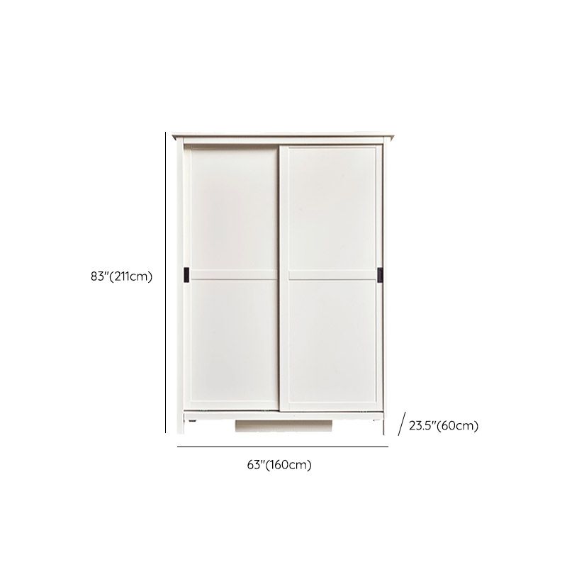 White Wardrobe Closet with Garment Rod Manufactured Wood Closet