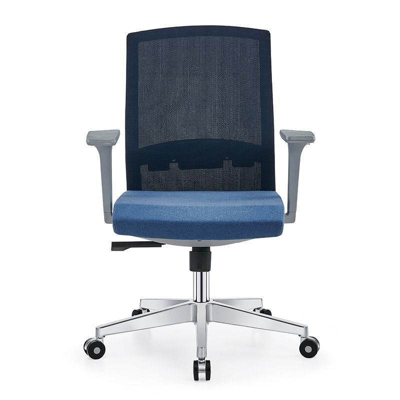 Modern Fixed Arms Desk Chair with Wheels Mid-Back Office Chair