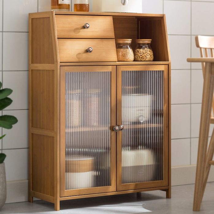 Contemporary Sideboard Cabinet Bamboo Sideboard Table with Doors for Kitchen