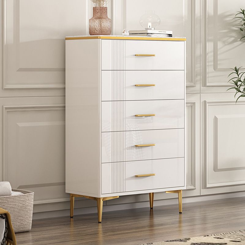 Glam Style Storage Chest Dresser Wooden Storage Chest with Black / Gold Handle