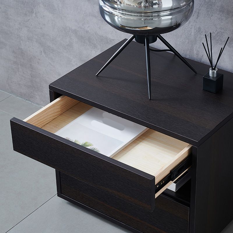 Modern Solid Wood Night Table 2 Drawer Storage Bed Nightstand