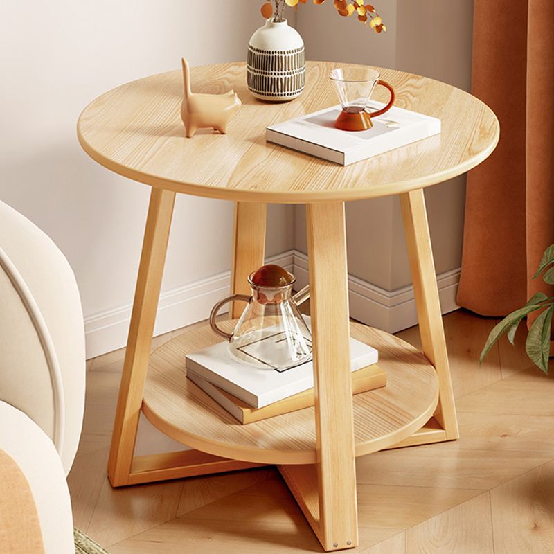 21.7" Wood Accent Accent Side Table, Solid Wood in Natural Finish