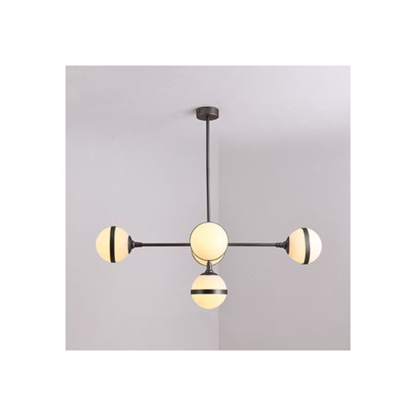 Globe Shade Chandelier Contemporary 3/5 Lights Milk Glass Hanging Light in Gold for Dining Room