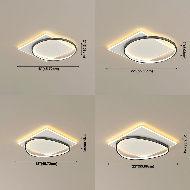 Acrylic LED Flush Mount in Modern Creative Style Iron Geometric Ceiling Light in Black and White