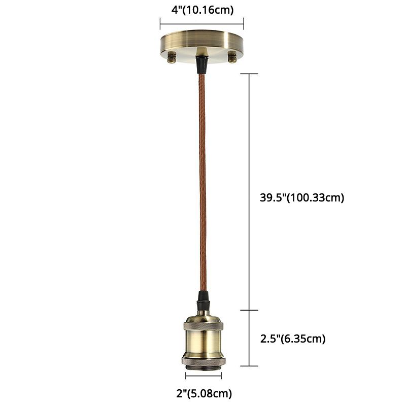 Lámpara colgante de dormitorio de bulbo desnudo de Luz colgante de cobre con alambre colgante de tejido de 39 "