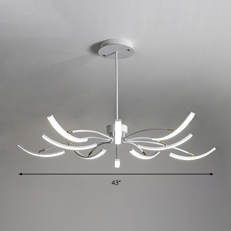 Sputnik Chandelier Light Fixture Simple Acrylic 6/10 Lights White Pendant Light in Warm/White Light