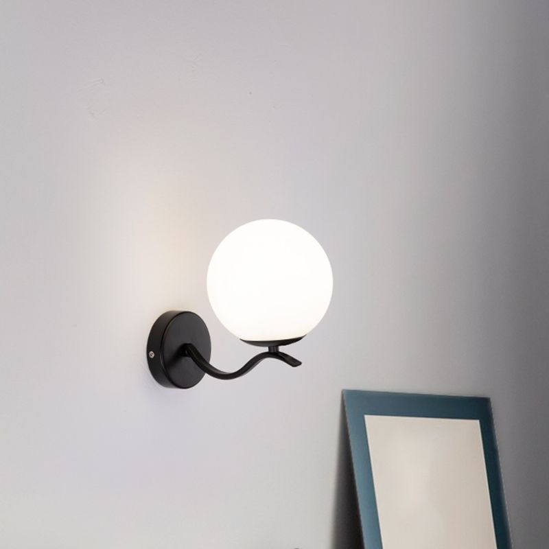 Modern Style Wall Lamp 1-Light Spherical with Glass Shade for Bedroom