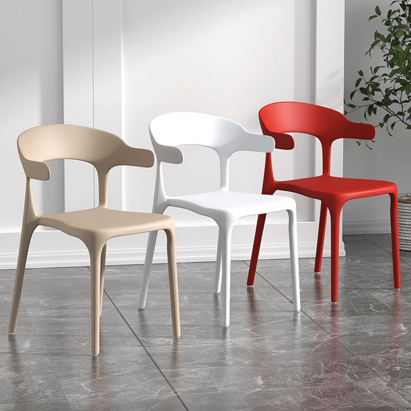 Scandinavian Matte Finish Plastic Dining Chair Milk Tea Shop Stacking Arm Chair