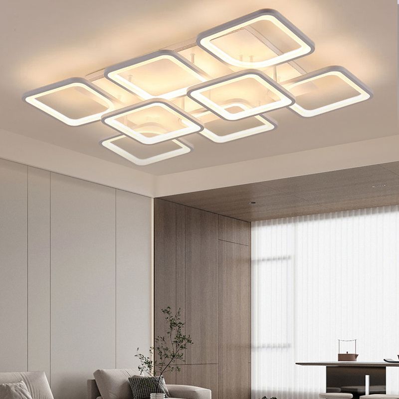 Modern Geometric Flush Ceiling Light Acrylic Flush Mount Lighting in White