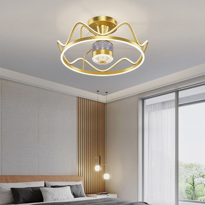 Geometric Shape Metal Ceiling Fans Modern Style Multi-Lights Ceiling Fan Fixture