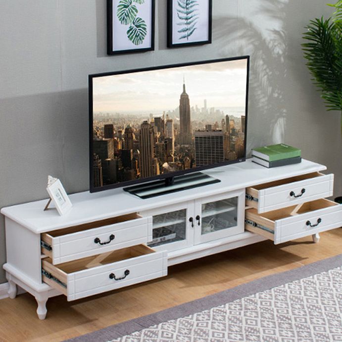 Traditional Solid Wood TV Stand 4-Drawer 19.7" H TV Console with Cabinet