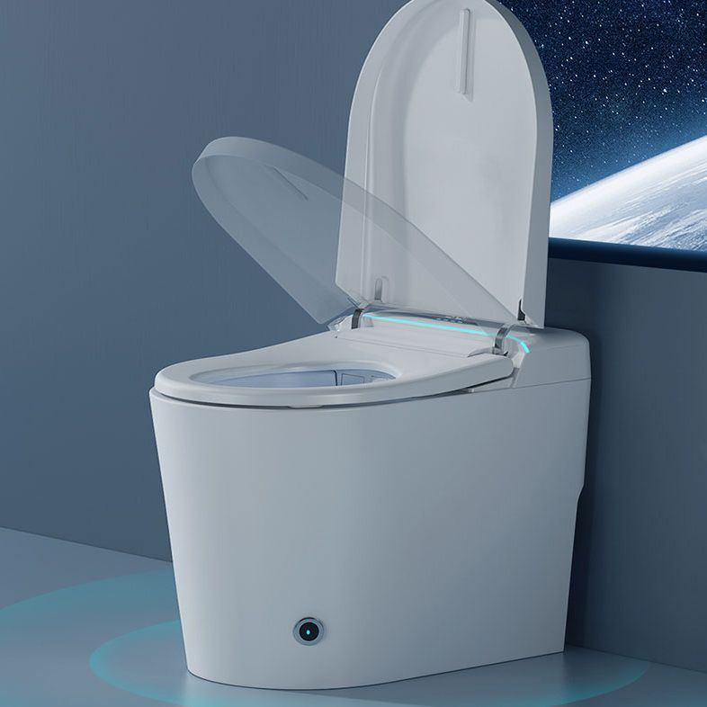 Elongated White Leak-Proof Ceramic Contemporary Foot Sensor Smart Toilet