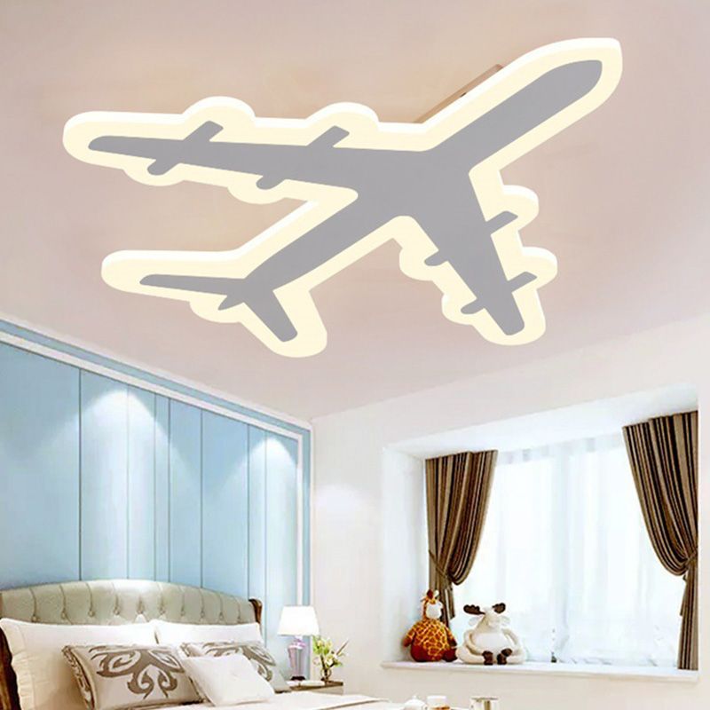 White Airplane Flush-Mount Light Fixture Minimalist LED Acrylic Ceiling Flush Mount Light