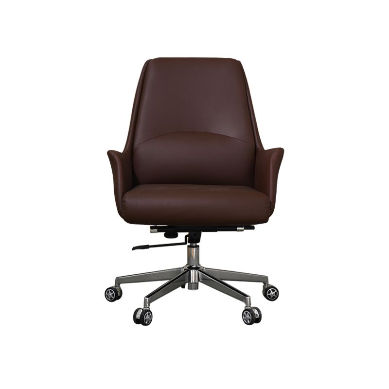 Modern Style Task Chair Leather Office Chair with Fixed Arms