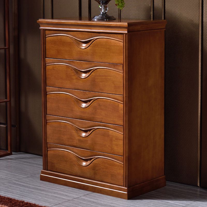 Vertical Oak Storage Chest Dresser Traditional Lingerie Chest with 3 / 4 / 5 Drawers