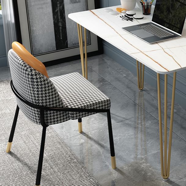 Home Hairpin Base Writing Desk Glam Style Stone Writing Desk