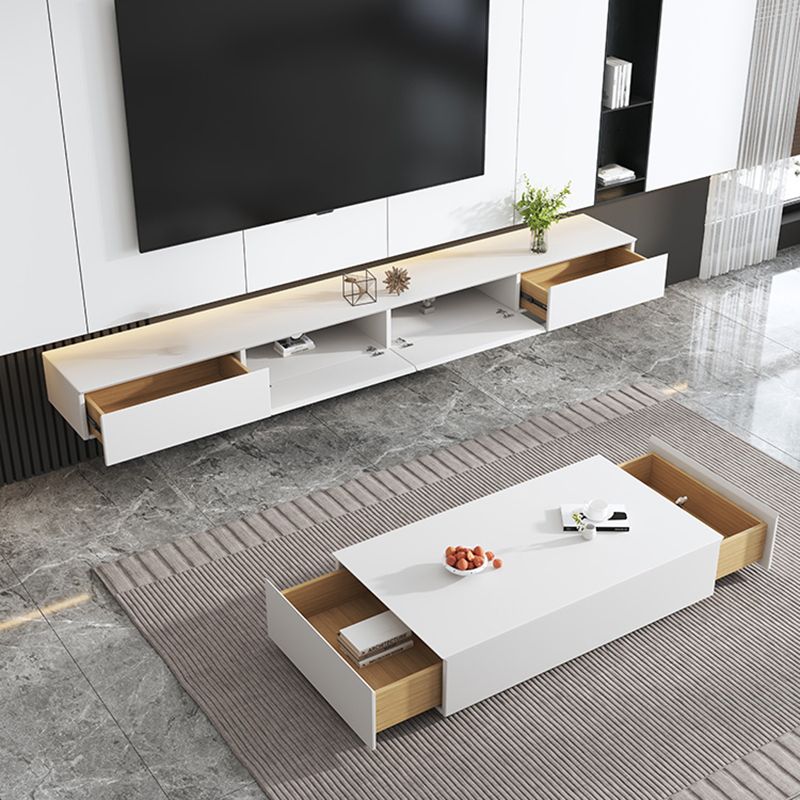 Contemporary Drawers TV Console Floating Faux Wood Media Console for Home