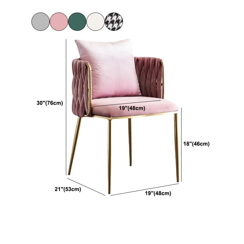 Glam Upholstered Dining Arm Chair Velvet Dining Chair with Gold Legs