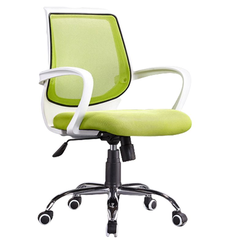 Contemporary Arm Chair Green Fixed Arms Adjustable Seat Height Office Chair