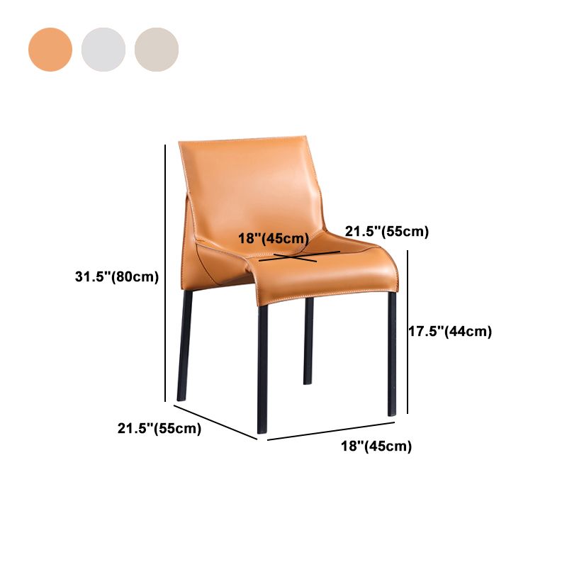 Designer Style Matte Finish Leather Side Chair Home Solid Back Dining Chair