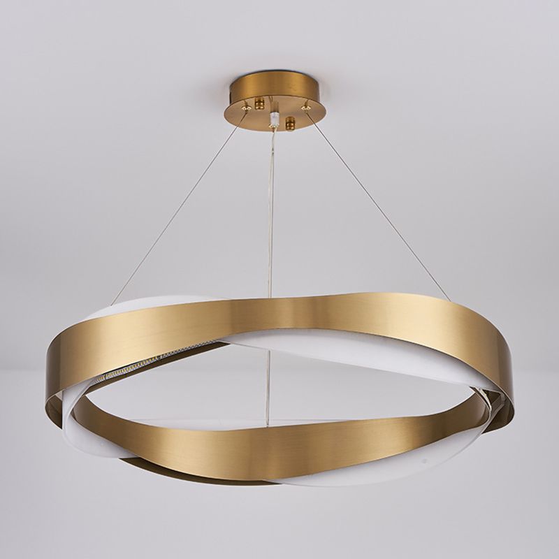 1-Light Suspension Light Postmodern Ring Shape Metal Chandelier Light Fixtures in Gold