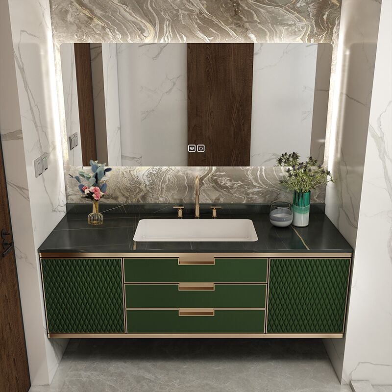 Gorgeous Green Sink Vanity Wall Mount Wooden Bathroom Vanity with Drawers