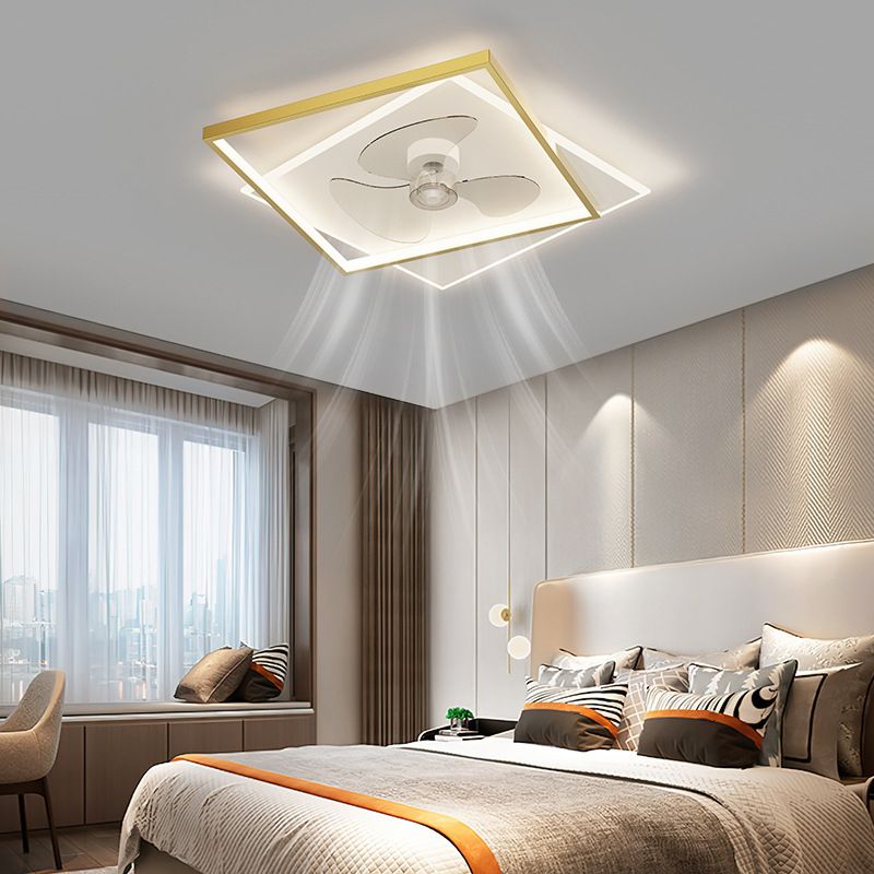 3-Blade Modern LED Ceiling Fan Black/Golden Fan with Light for Room