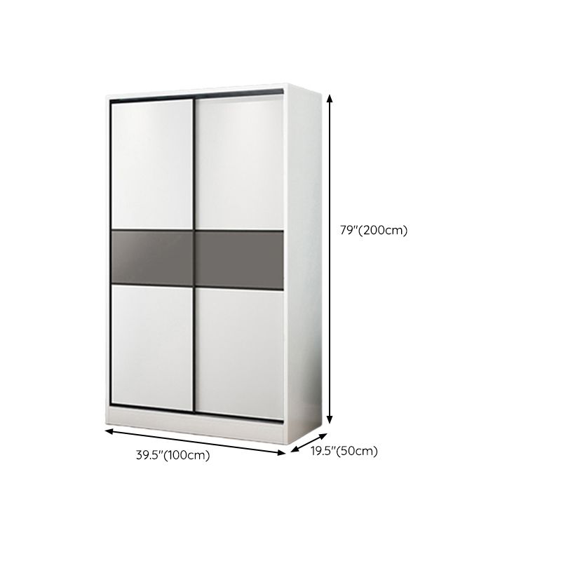 Modern Closet with Shelves Wooden High Gloss Coat Locker in White