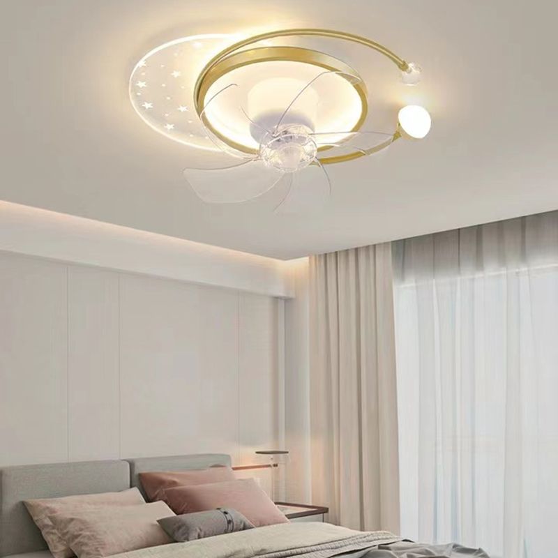 Metal Geometric Shape Ceiling Fan Modern Style 3 Lights Ceiling Fans Fixtures